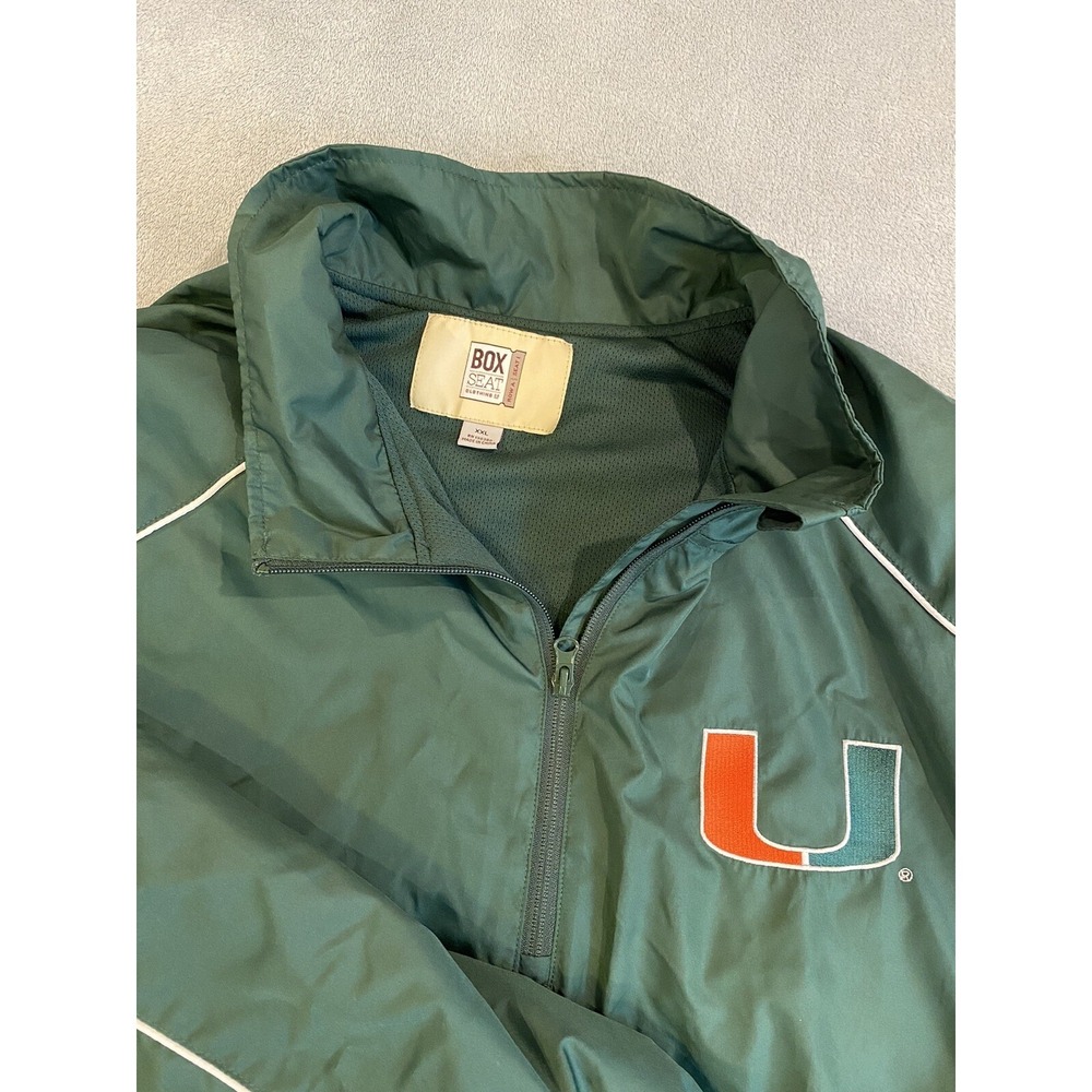 Mens Box Seat Clothing Miami Hurricanes Rain Jacket Coat‎ Green Orange Size 2XL